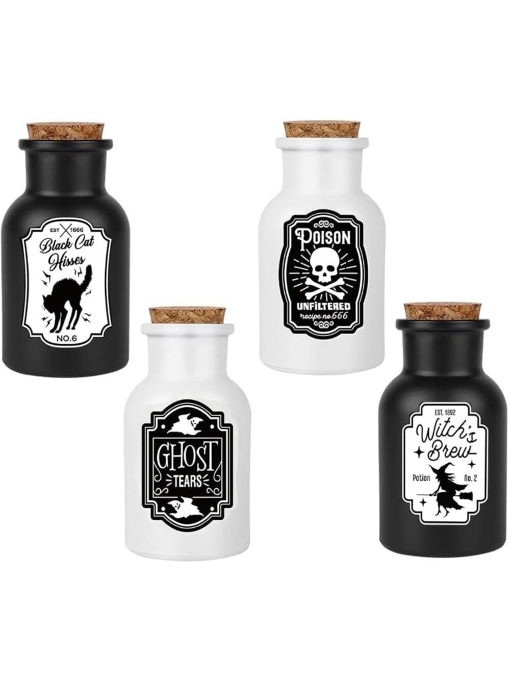 Halloween Apothecary Potion Bottles Set - Spooky Decor for Home & Party Supplies
